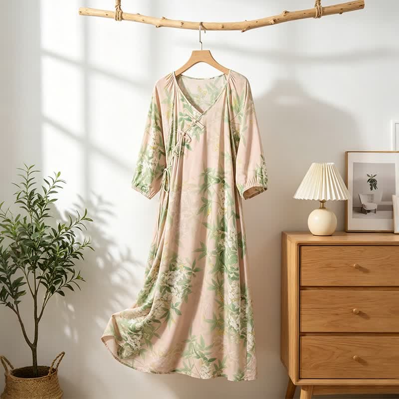 Robe d'intérieur orientale en coton à motif floral - image 1