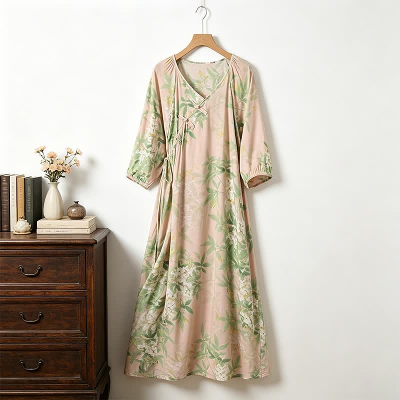 Robe d'intérieur orientale en coton à motif floral - image 0