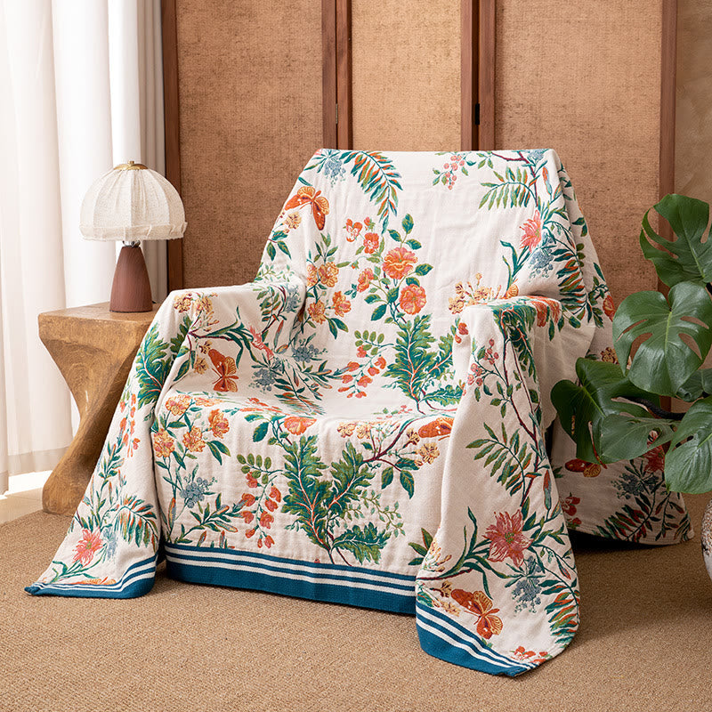 Couette réversible en gaze à motif floral vintage Ownkoti - image 1