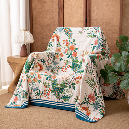 Couette réversible en gaze à motif floral vintage Ownkoti - image 1