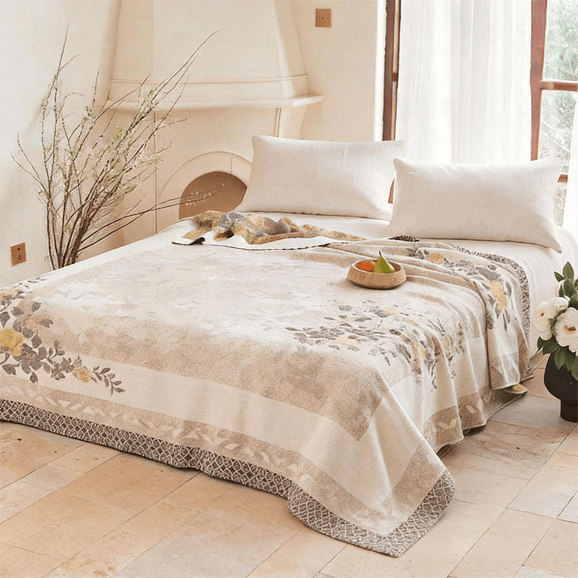 Couette réversible en gaze jacquard pivoine orientale Ownkoti - image 1