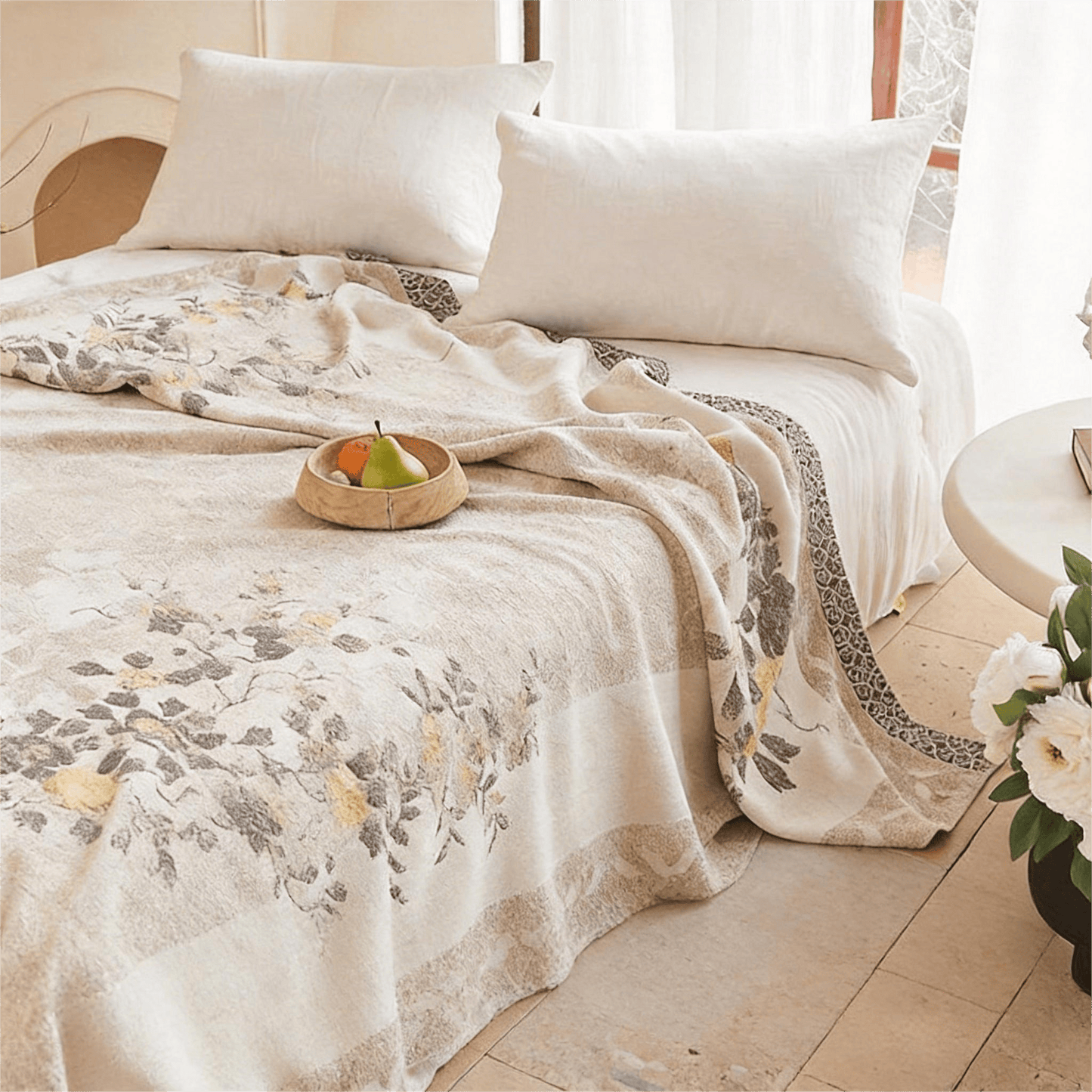 Couette réversible en gaze jacquard pivoine orientale Ownkoti - image 2