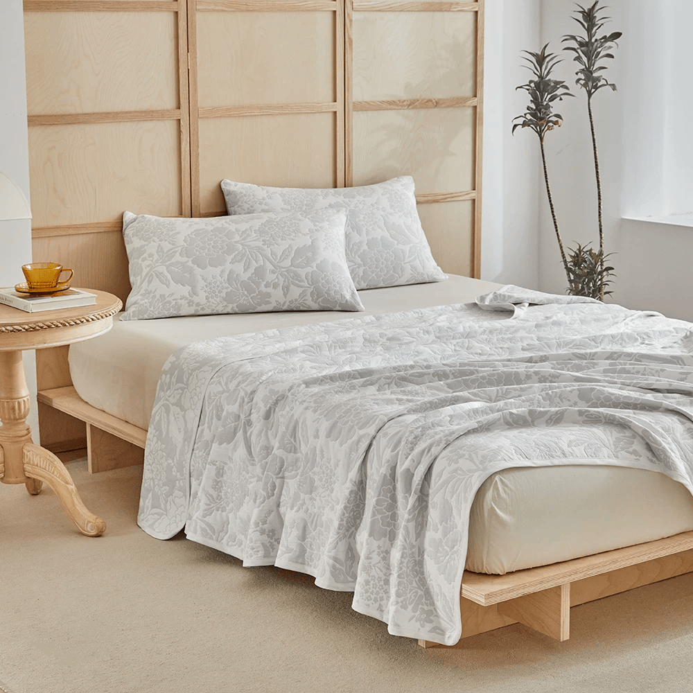 Parure de lit Ownkoti en coton jacquard pivoine simple - image 1