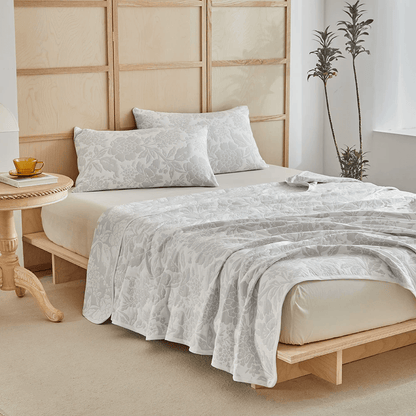 Parure de lit Ownkoti en coton jacquard pivoine simple - image 1
