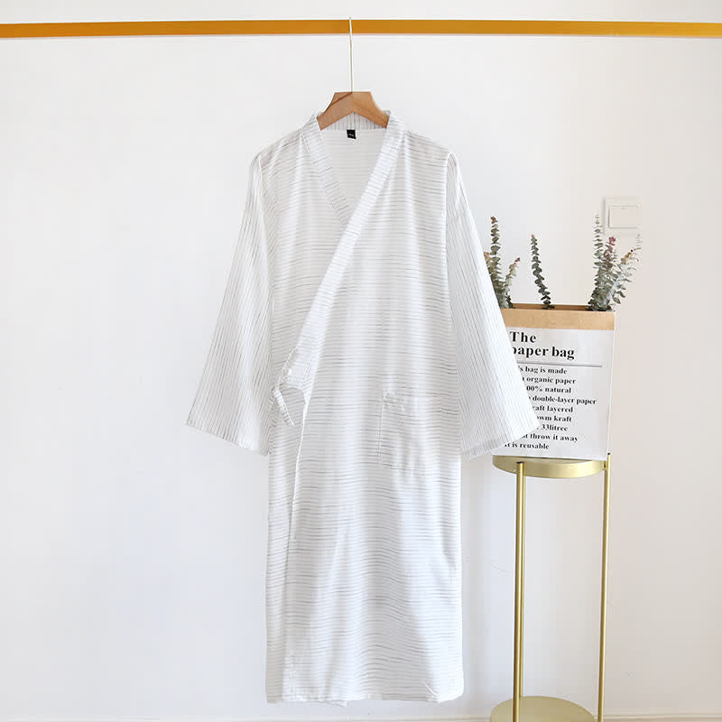 Peignoir kimono unisexe en gaze de coton - Blanc - XL - image 3