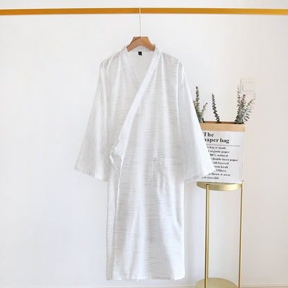 Peignoir kimono unisexe en gaze de coton - Blanc - XL - image 3