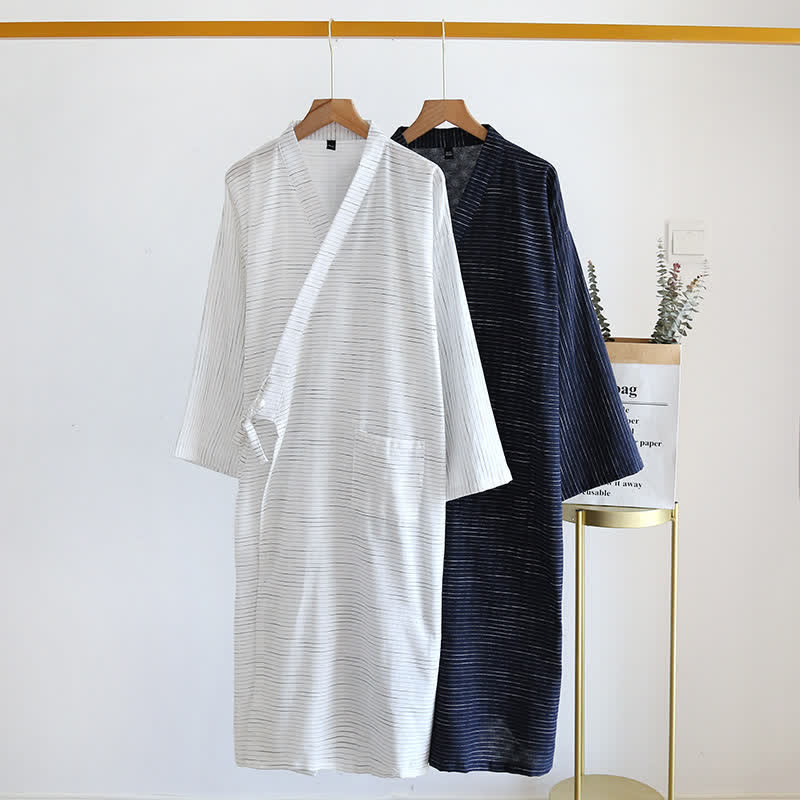 Peignoir kimono unisexe en gaze de coton - image 0