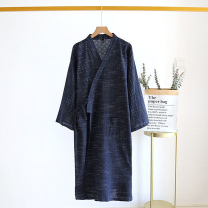 Peignoir kimono unisexe en gaze de coton - marin - XL - image 11