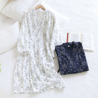 Peignoir kimono unisexe en coton à motif floral - image 2