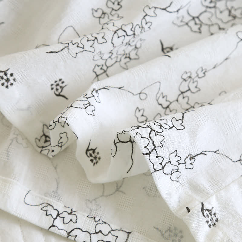Peignoir kimono unisexe en coton à motif floral - image 12