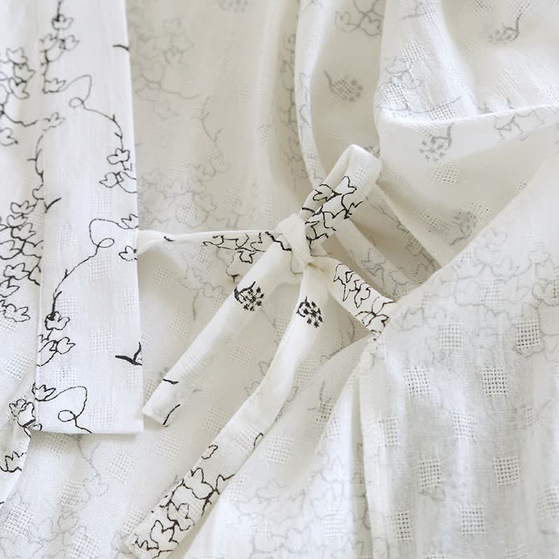 Peignoir kimono unisexe en coton à motif floral - image 9