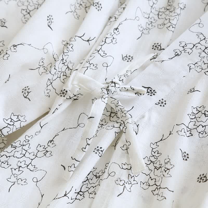 Peignoir kimono unisexe en coton à motif floral - image 7