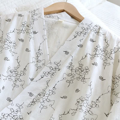 Peignoir kimono unisexe en coton à motif floral - image 5
