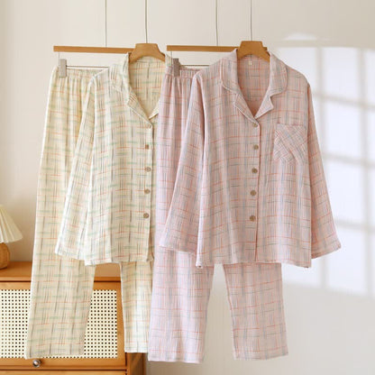 Pyjamas en coton colorés, à rayures et à carreaux - image 7