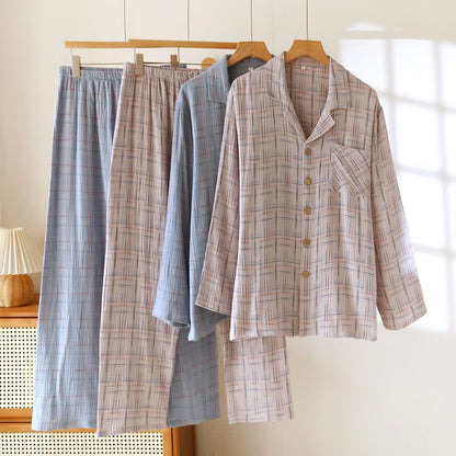 Pyjamas en coton colorés, à rayures et à carreaux - image 2