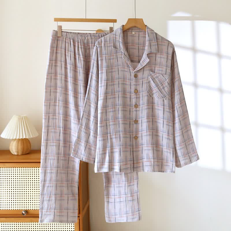 Pyjamas en coton colorés, à rayures et à carreaux - Hommes : Gris - 2XL - image 17