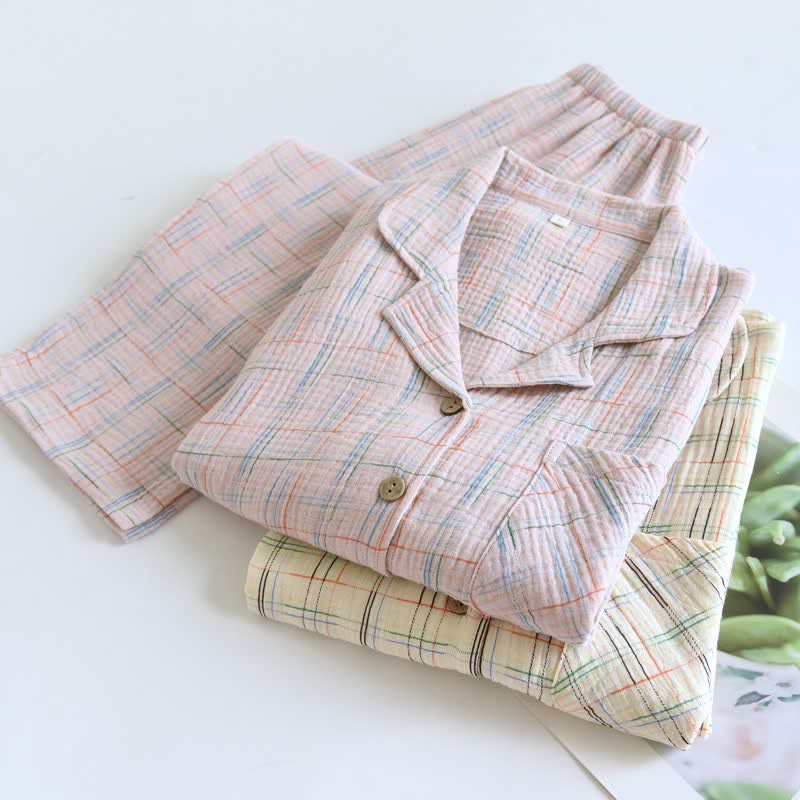 Pyjamas en coton colorés, à rayures et à carreaux - image 6