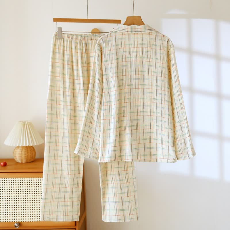 Pyjamas en coton colorés, à rayures et à carreaux - image 9