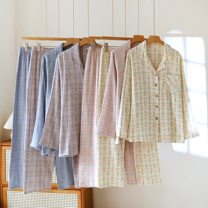 Pyjamas en coton colorés, à rayures et à carreaux - image 0