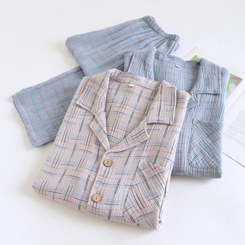 Pyjamas en coton colorés, à rayures et à carreaux - image 5