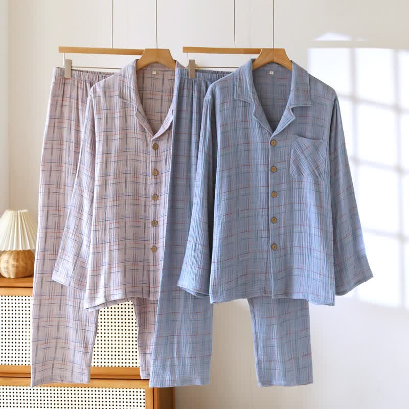 Pyjamas en coton colorés, à rayures et à carreaux - image 3