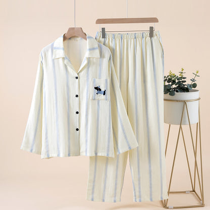 Ensemble pyjama rayé en coton pour partenaire - image 3