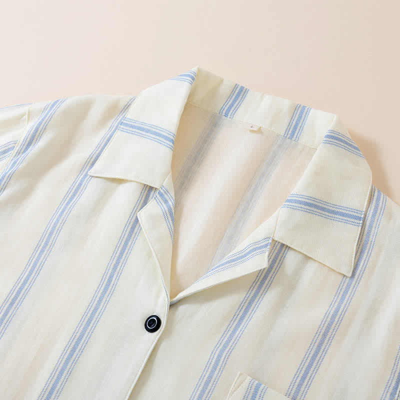 Ensemble pyjama rayé en coton pour partenaire - image 4