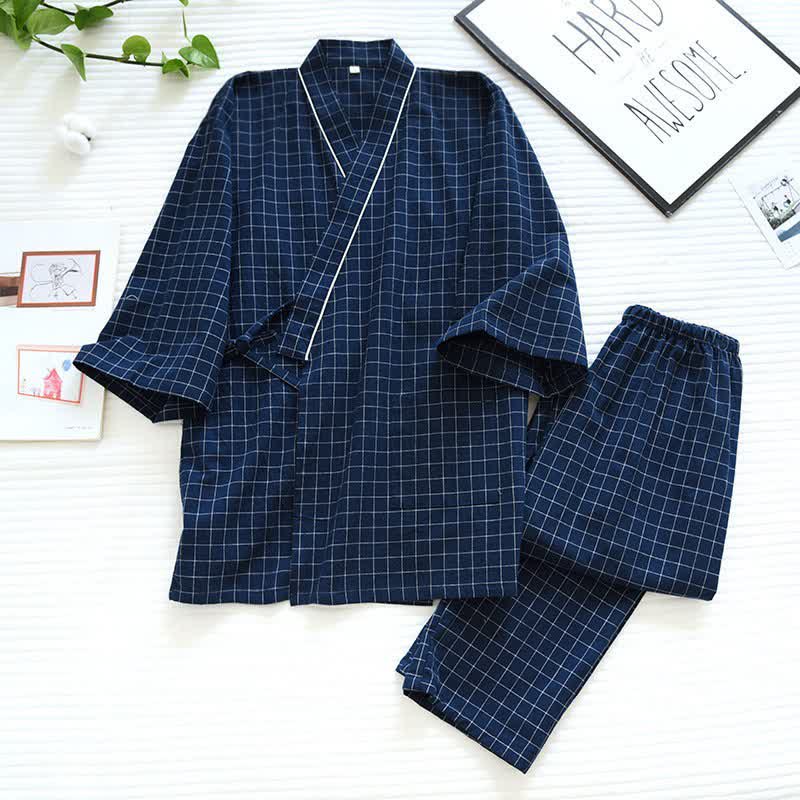 Pyjamas assortis en coton, style kimono, pour couples - image 2