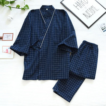 Pyjamas assortis en coton, style kimono, pour couples - image 2