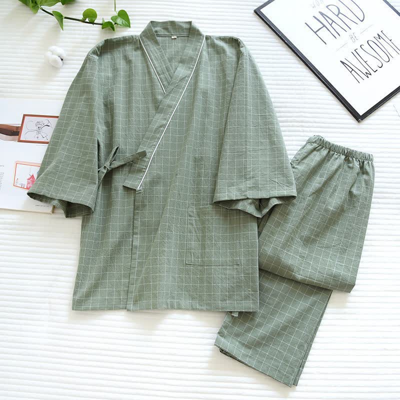 Pyjamas assortis en coton, style kimono, pour couples - image 10