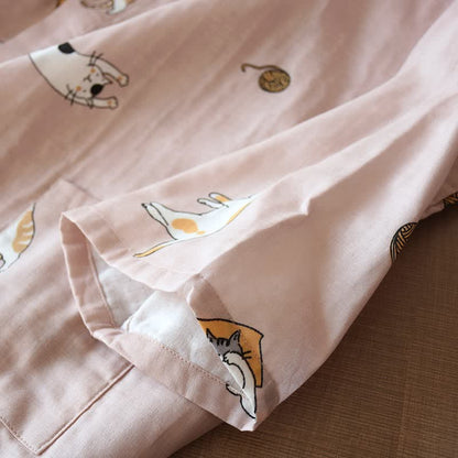 Kimono assorti en coton à motif chat - image 8