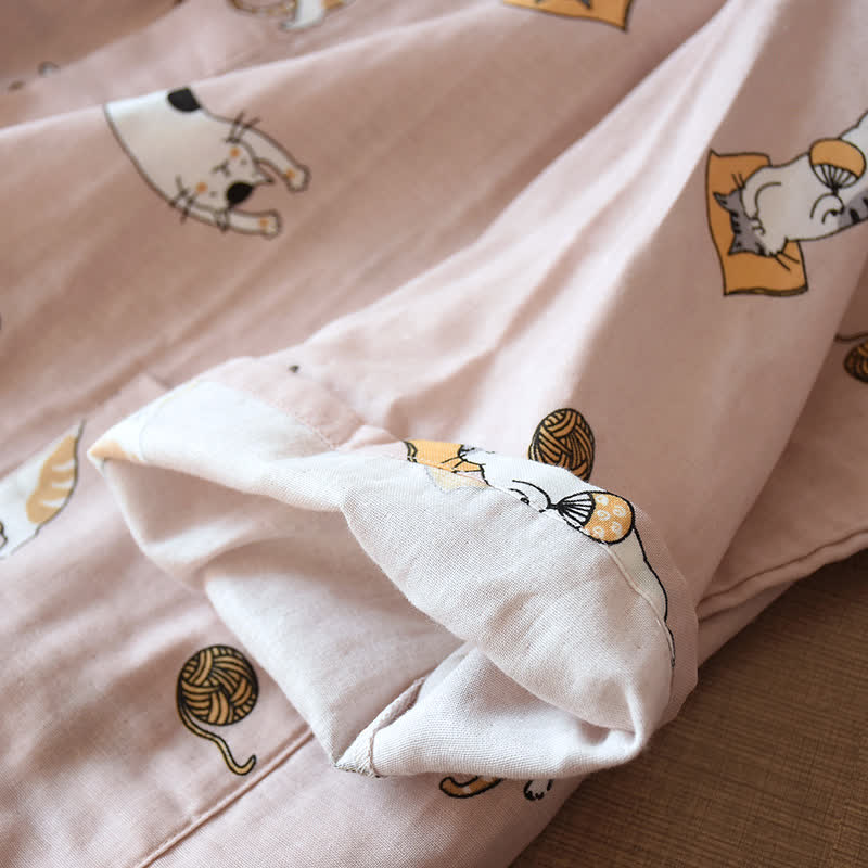 Kimono assorti en coton à motif chat - image 9