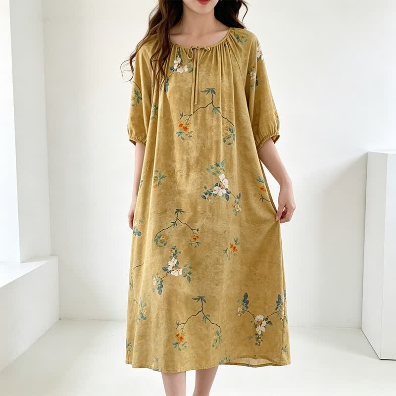 Robe d'intérieur vintage à motifs floraux et de branches - image 2