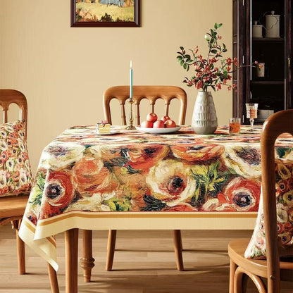 Nappe à motifs floraux, peinture à l'huile impressionniste d'Ownkoti - Multicolore - Carré - 55" × 55" - image 0