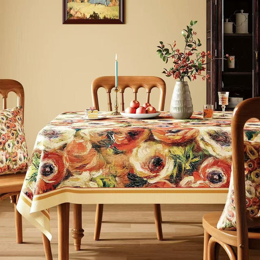 Nappe à motifs floraux, peinture à l'huile impressionniste d'Ownkoti - Multicolore - Carré - 55" × 55" - image 0