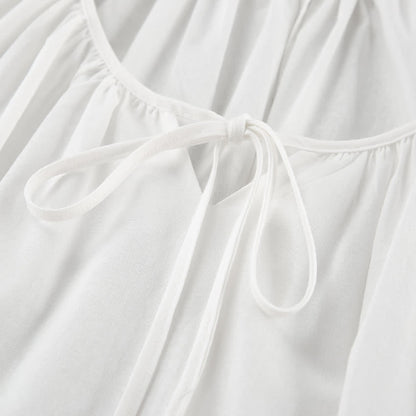 Robe d'intérieur blanche en coton avec col à nouer - image 4