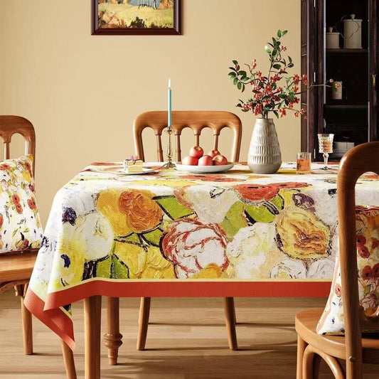 Nappe à motifs floraux imperméable Ownkoti, peinte à l'huile - Multicolore - Carré - 55" × 55" - image 0