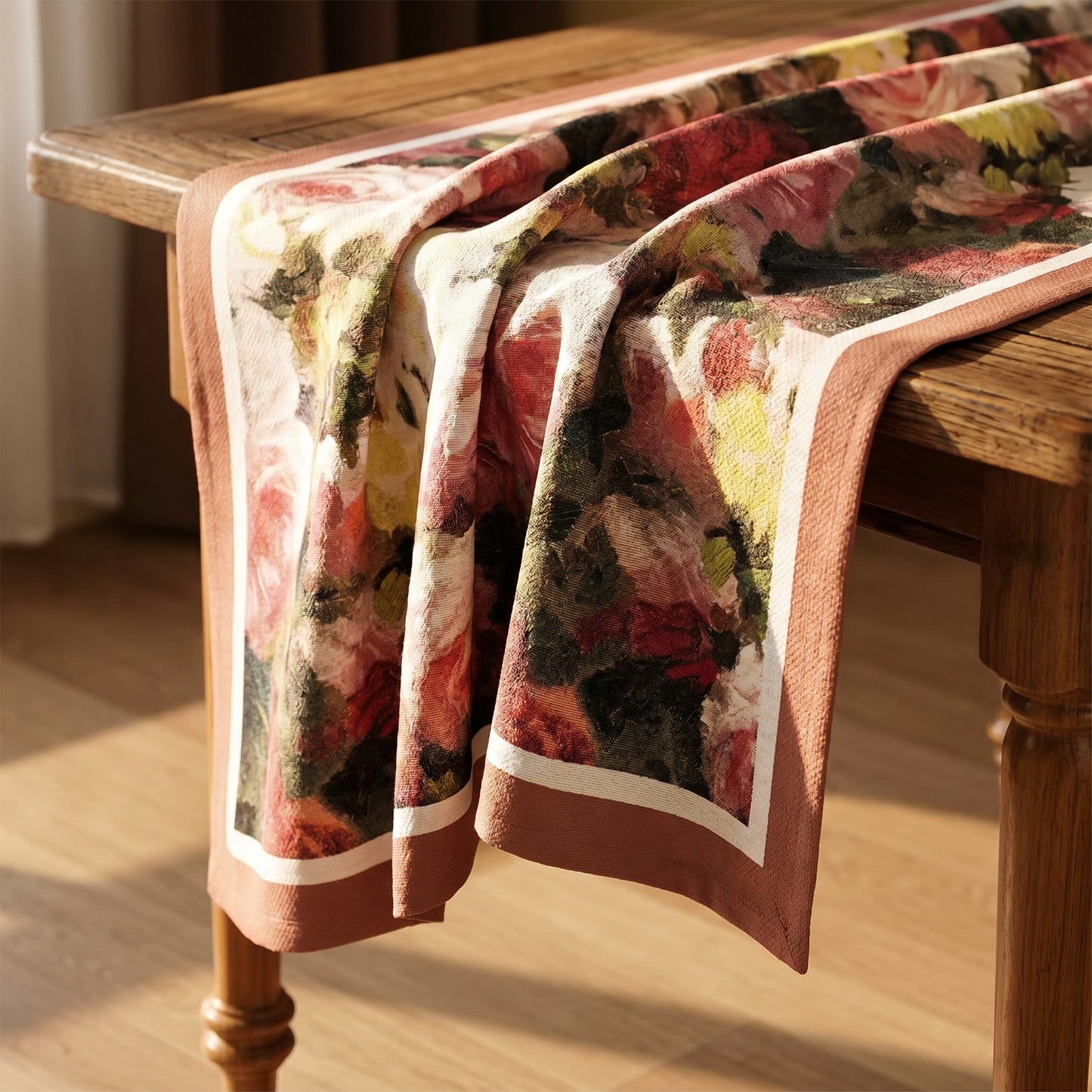 Nappe à motif floral de roses, peinture à l'huile vintage Ownkoti - image 3