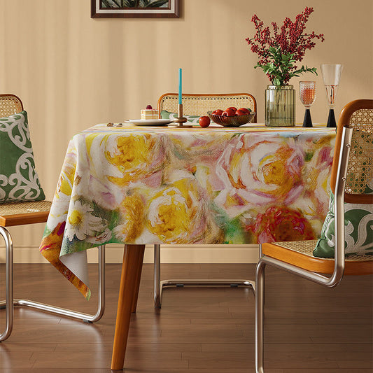 Nappe à motif floral rose impressionniste doux Ownkoti - Multicolore - Rectangle - 55" × 86" - image 0