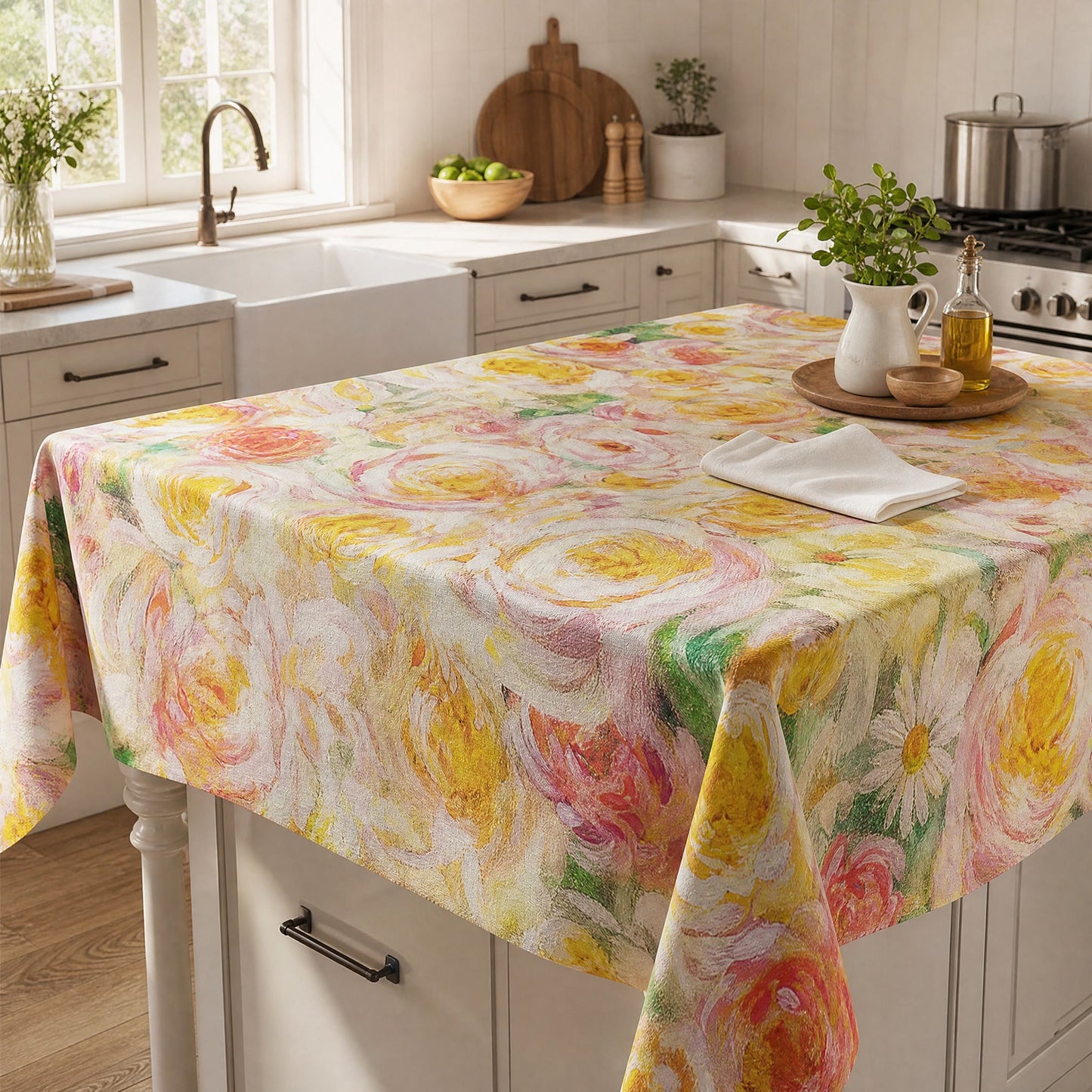 Nappe à motif floral rose impressionniste doux Ownkoti - image 2