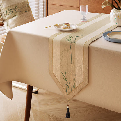 Chemin de table en bambou à l'encre élégante Ownkoti - Vert clair - 13" × 87" - image 0