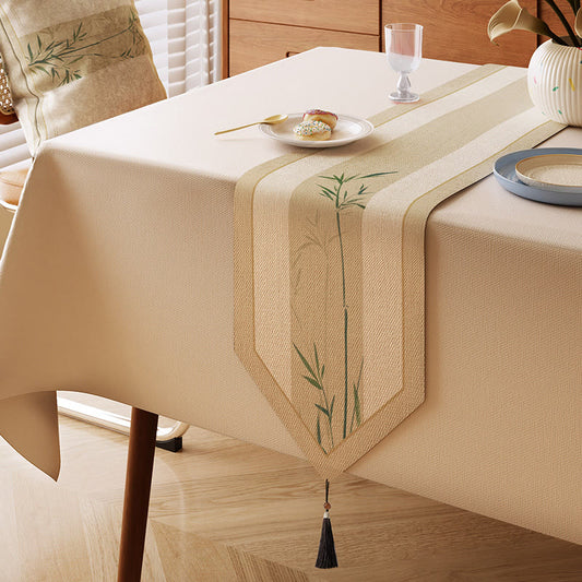 Chemin de table en bambou à l'encre élégante Ownkoti - Vert clair - 13" × 87" - image 0