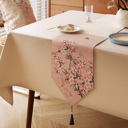 Chemin de table Ownkoti à motif de fleurs de pommier, style pictural - Rose - 13" × 87" - image 0