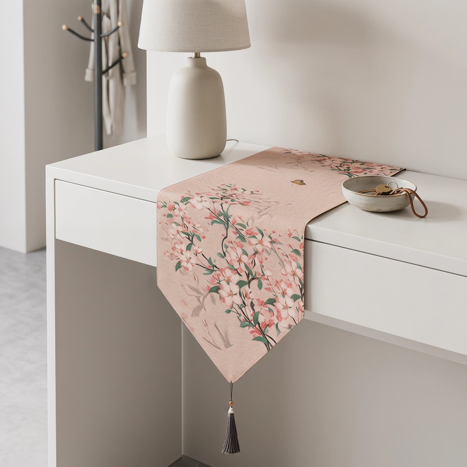 Chemin de table Ownkoti à motif de fleurs de pommier, style pictural - image 2