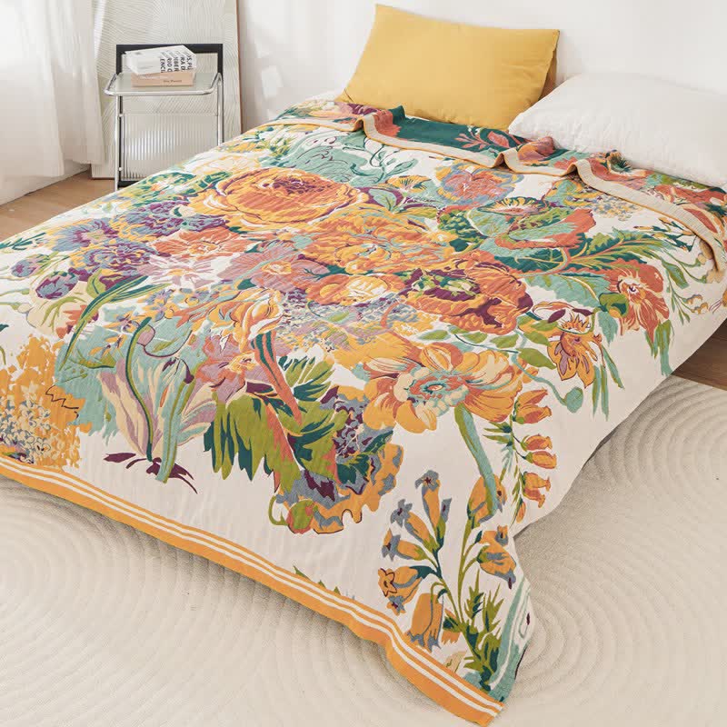 Couette bohème en coton à motif floral épanoui - image 1
