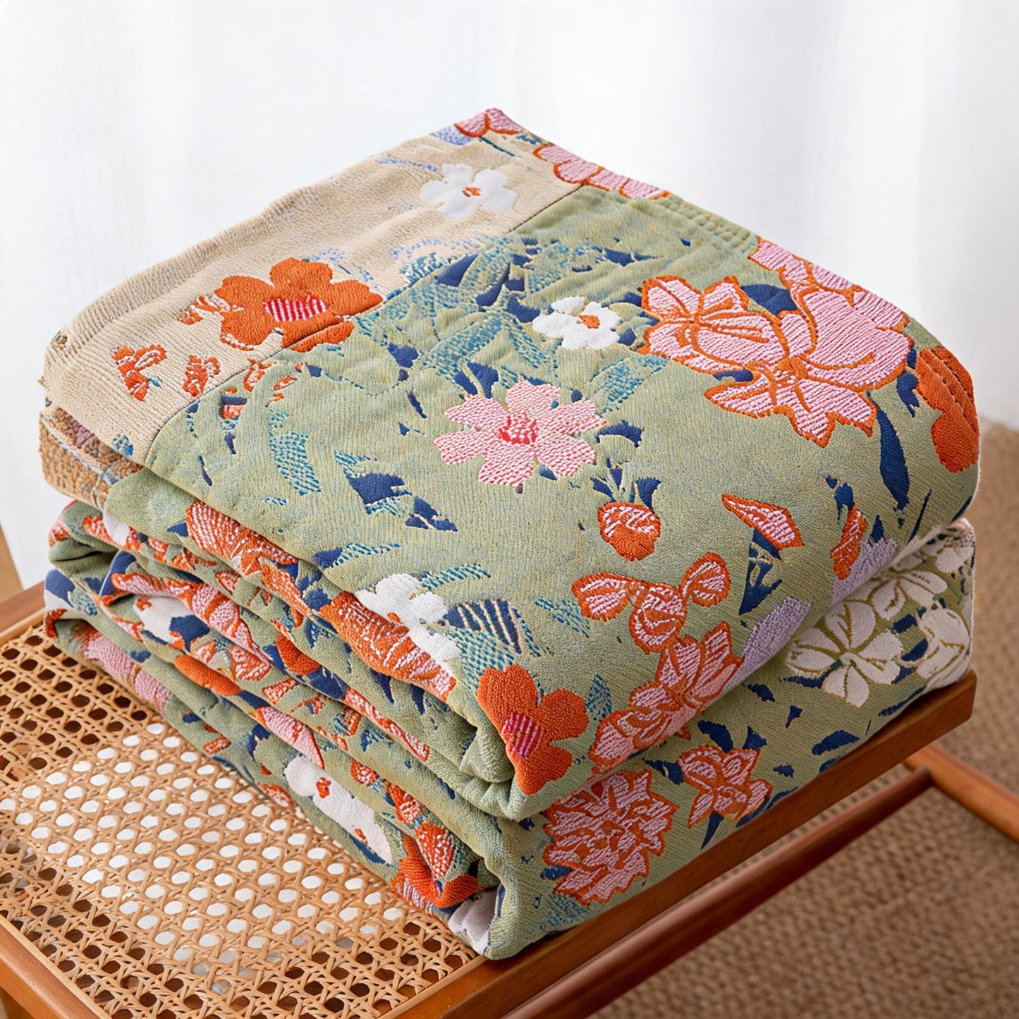 Couette en gaze multicolore à motifs floraux printaniers Ownkoti - image 2