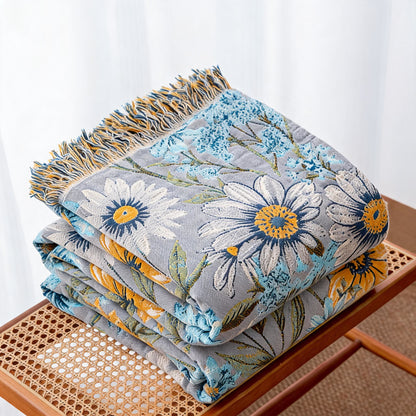 Couette en gaze à franges et motif floral vintage Ownkoti - image 2