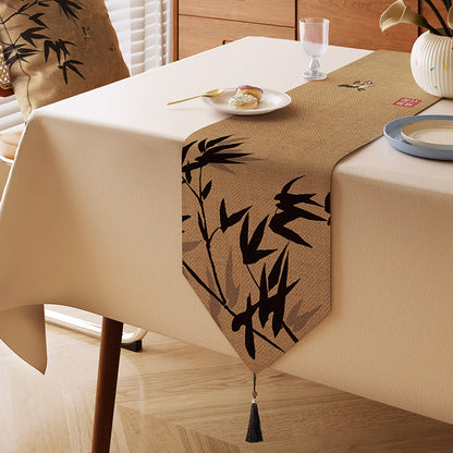 Chemin de table Ownkoti Ink-Wash Bamboo Charm - Brun - 13" × 87" - image 0
