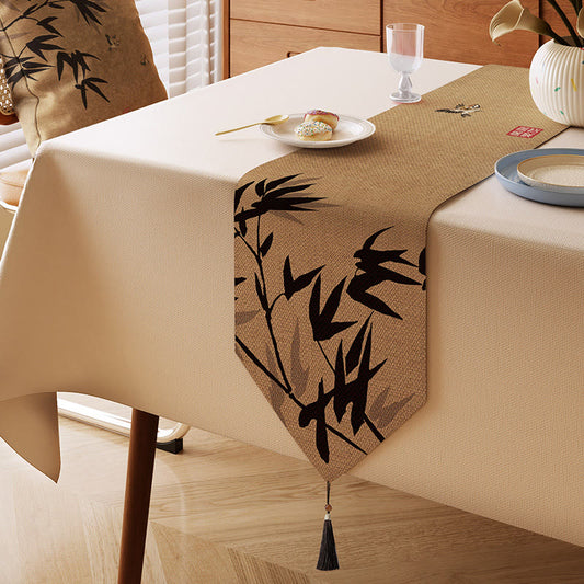 Chemin de table Ownkoti Ink-Wash Bamboo Charm - Brun - 13" × 87" - image 0