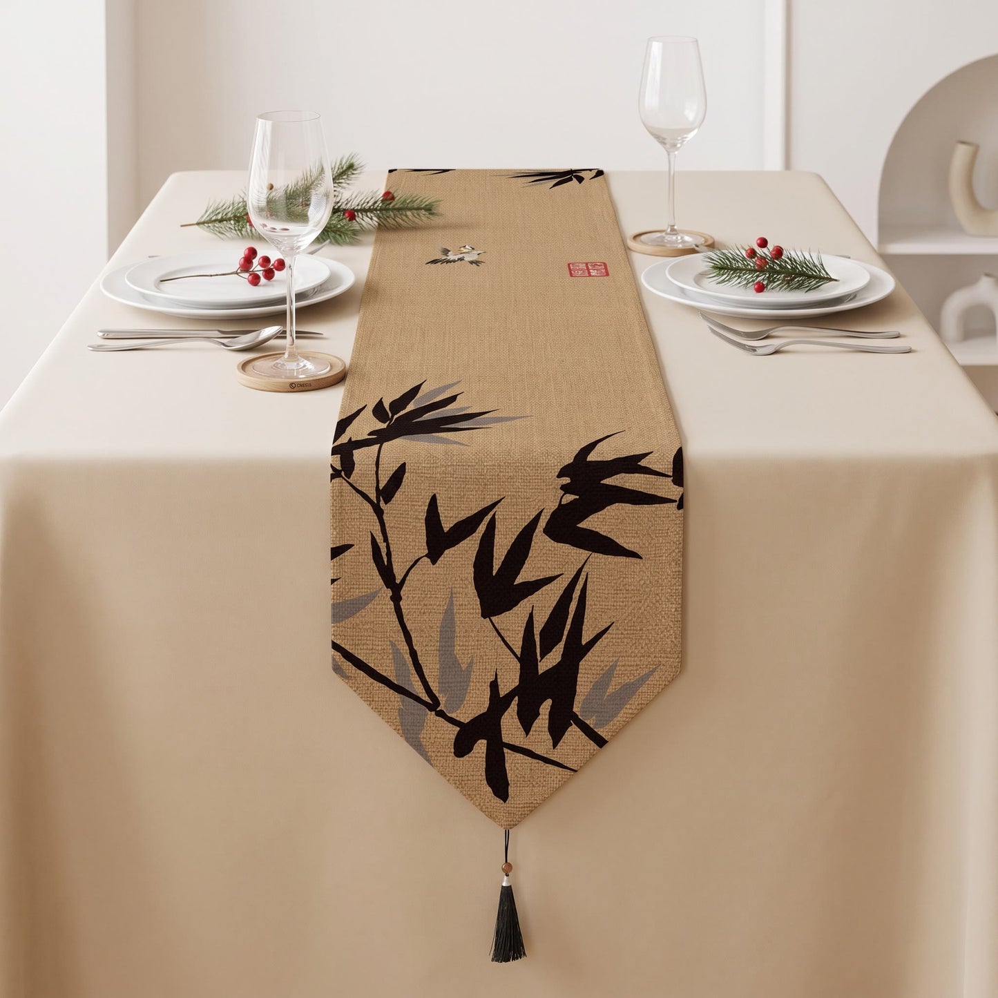 Chemin de table Ownkoti Ink-Wash Bamboo Charm - image 1